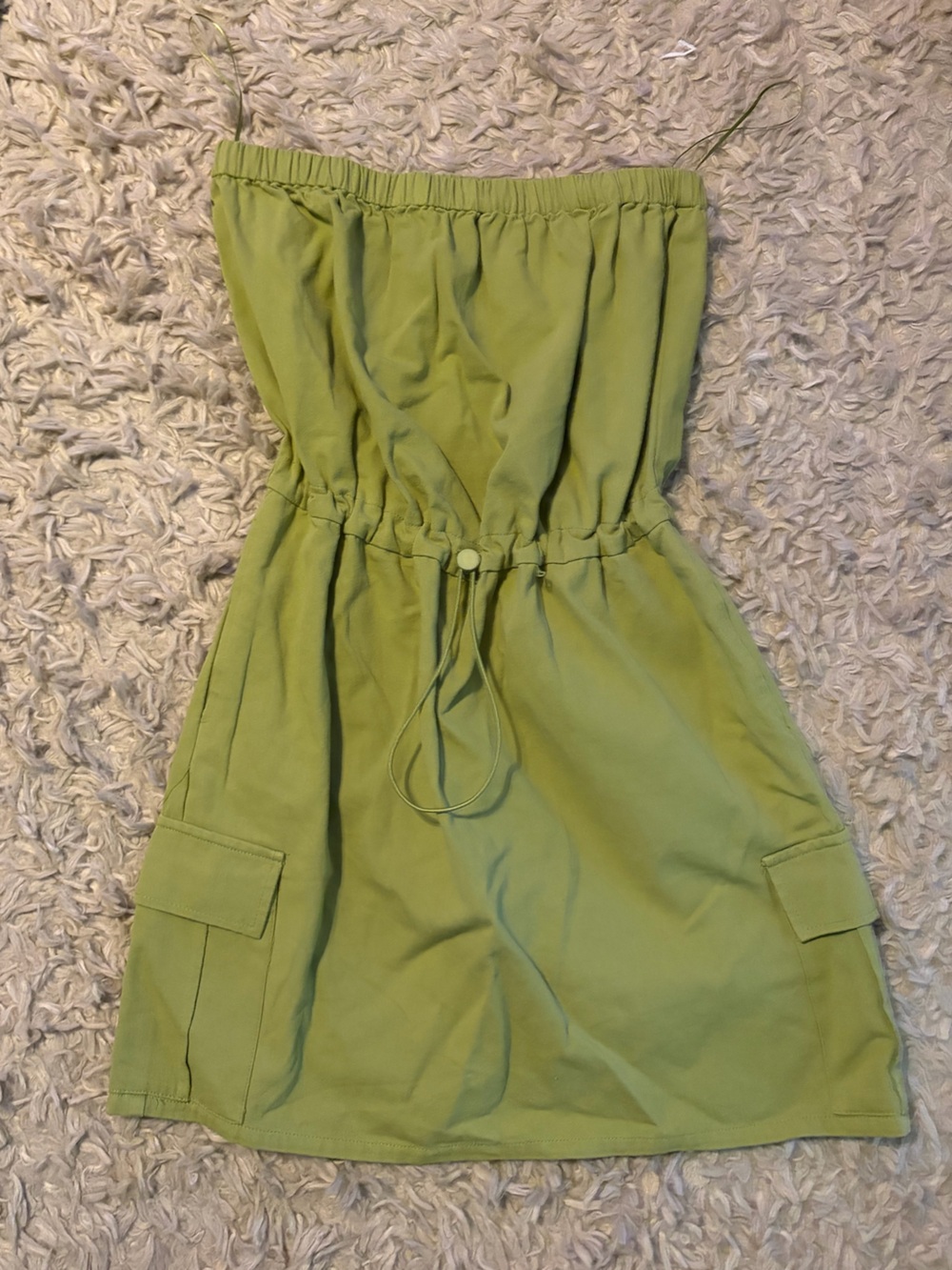 Lily Rose Olive Green Strapless Drawstring Shorts Romper